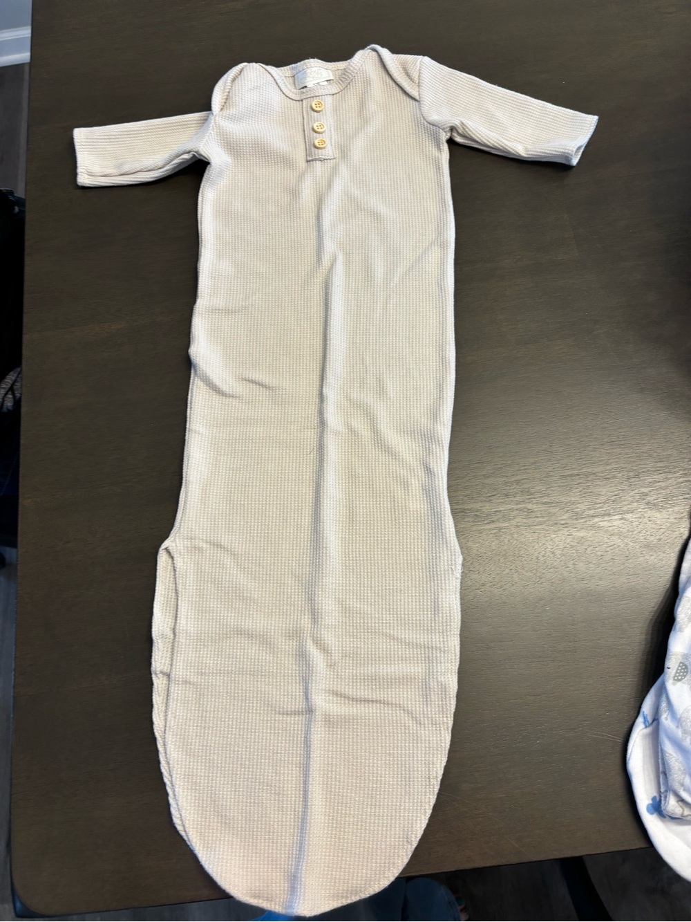 Light Gray Baby Sleep Gown - Soft Waffle Knit Kids Pajamas